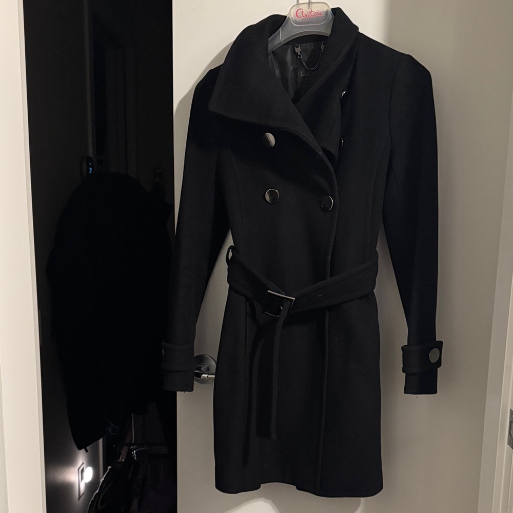 Aritzia Black Double-Breasted Trench Coat